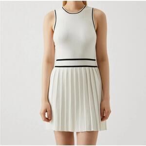 Abercrombie & Fitch Pleated Tennis Knit Dress White NEW Size Large